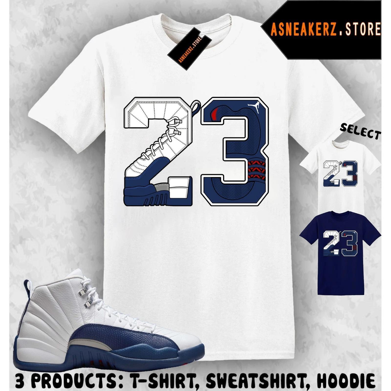 Tee Shirt Matching Aj 12 French Blue Match Retro Number 23 T-Shirt